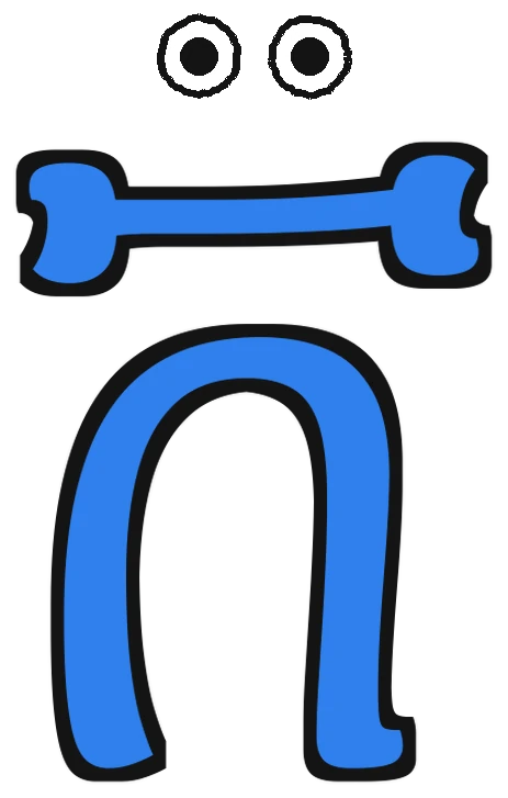 The letter ቨ with a happy face