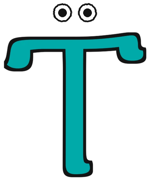 The letter ፐ with a happy face